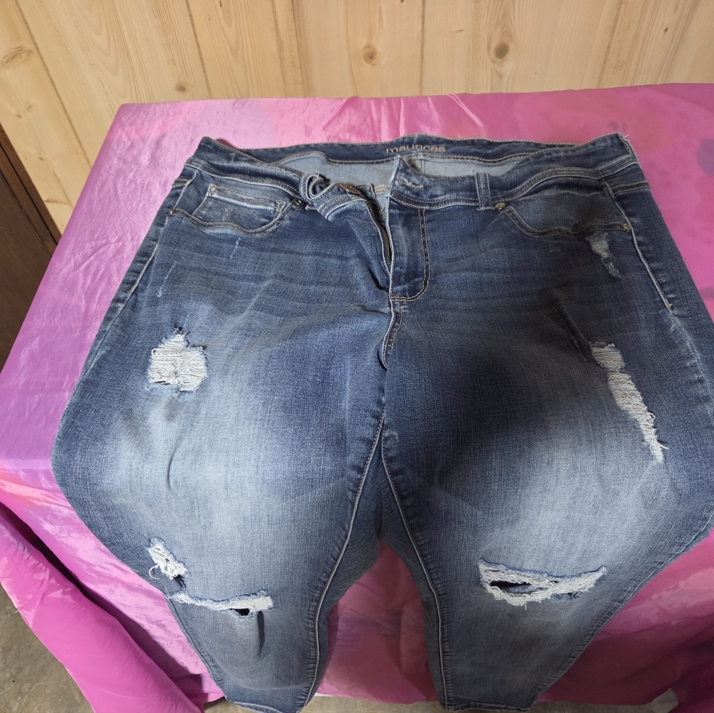 Maurices Distressed Blue Skinny Jeans
